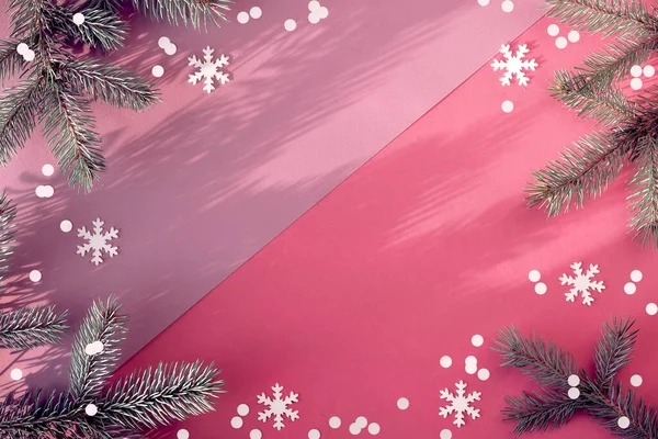 Christmas New Year Background Trendy Two Tone Pink Red Colors — Stock Photo, Image