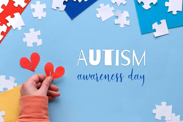 Diseño Creativo Para Abril Día Mundial Del Autismo Sostenga Forma — Foto de Stock