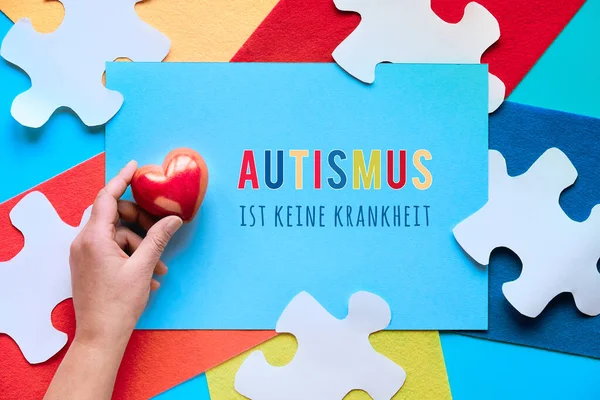 Duitse Tekst Betekent Autisme Geen Ziekte Creatief Ontwerp Voor April — Stockfoto