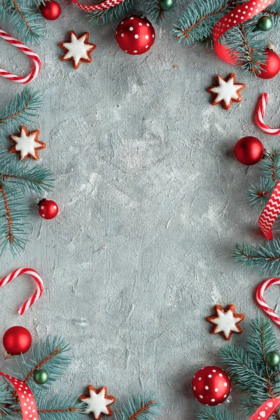 Fondo Gris Texturizado Zero Waste Christmas Puesta Plana Navidad Vista — Foto de Stock