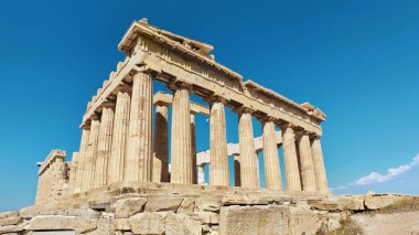 Parthenon tapınağı aydınlık bir günde. Atina ve Yunanistan 'da Akropol, panoramik pankart resmi.