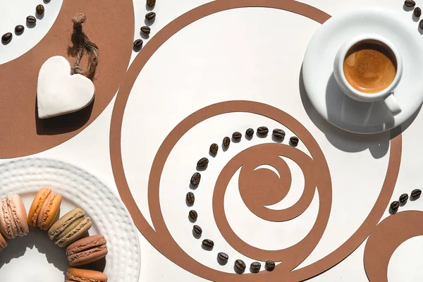 Kaffeetasse Fibonacci Sequenzkreis Mit Kaffeebohnen Espresso Schmackhafte Perfektion Konzept Des — Stockfoto