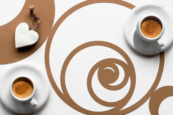 Kaffeetasse Fibonacci Sequenzkreis Mit Kaffeebohnen Espresso Schmackhafte Perfektion Herzform Konzept — Stockfoto