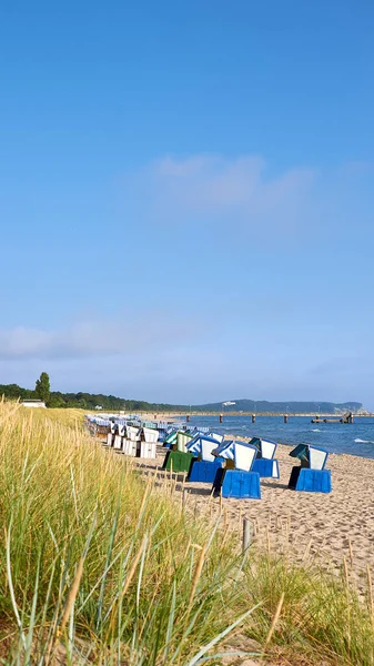 Banner Praia Cadeiras Praia Rugen Uma Ilha Costa Mar Báltico — Fotografia de Stock