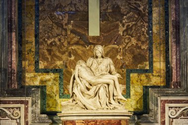 ROME, İtalya 23 Eylül 2017: Florentine Piet by Michelangelo Buonarroti, St. Peter Bazilikası, Vatikan