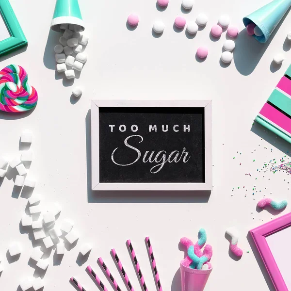 Text Too Much Sugar Excess Sweets Chocolate Candy Sweet Food — 스톡 사진