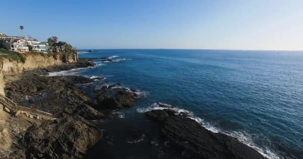 Aerial Shot Coastal Neigborhood Zone Drone Footage Rocky Pacific Beach — Stock Video