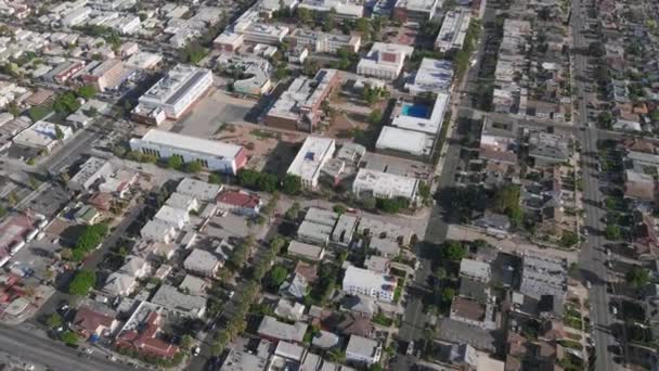 Drone Kamera Stiger Tagene Byen Luftfotos Byblokke Los Angeles Californien – Stock-video