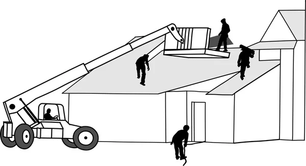Pemasangan sebuah rumah dan atap — Stok Foto