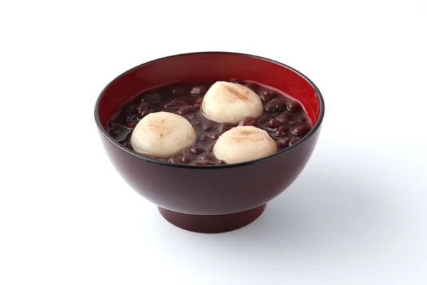 Zenzai édes vörösbab leves elszigetelt fehér alapon — Stock Fotó