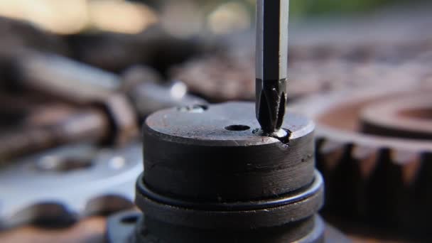 Fixing Machinery Nuts Bolts — Stockvideo