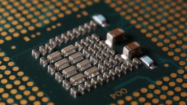 Macro Close Van Een Processor Cpu Roterende 360 — Stockvideo