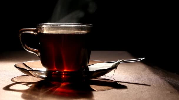 Close Show Tea Cup Smoking Hot Tea — Wideo stockowe