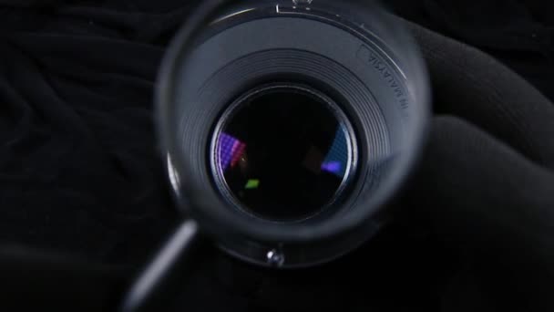 Close Uma Lente Zoom Câmera Digital Slr — Vídeo de Stock