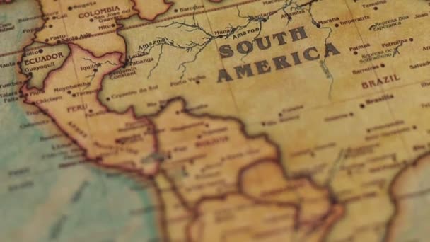 Classic Old World Map Atlas Close Inspection — Vídeo de Stock