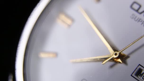 Close Classic Wrist Watch Ticking Hands — Vídeo de stock