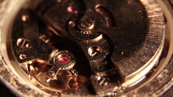Old Classic Clock Works Automatic Movement Functioning — Stockvideo
