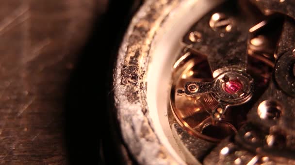 Vecchio Orologio Classico Funziona Movimento Automatico Funzionante — Video Stock