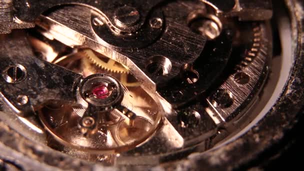 Old Classic Clock Works Automatic Movement Functioning — Stockvideo