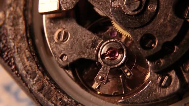 Old Classic Clock Works Automatic Movement Functioning — Video Stock