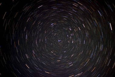 The total time interval of star trails in the night sky. Polar star exposure