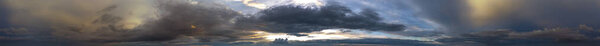 Circular panorama of a cloudy sky with clouds