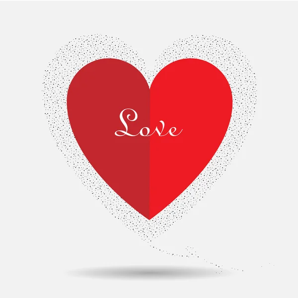 Coração vermelho com amor — Vetor de Stock