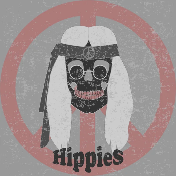 O crânio do hippie — Vetor de Stock