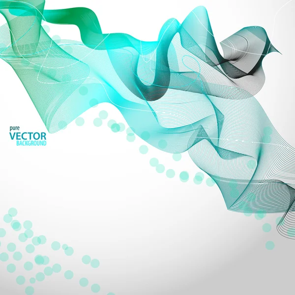 Fondo abstracto verde claro con burbujas y olas — Vector de stock