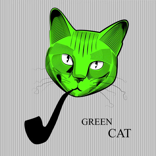 Kucing hijau - Stok Vektor