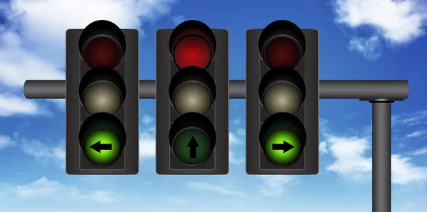 Traffic light with a beautiful blue sky in background — Stock Photo, Image