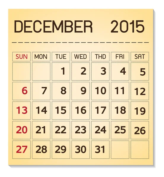 カレンダー 2015年 12 月 — ストックベクタ