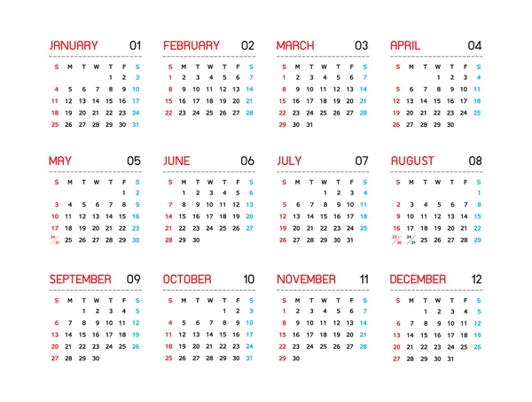 Kalender 2015 — Stockvector