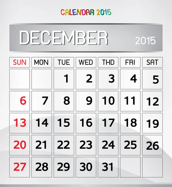 Calendario 2015 — Vettoriale Stock