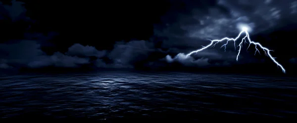 Sea storm lightning ocean tapet bakgrund — Stockfoto