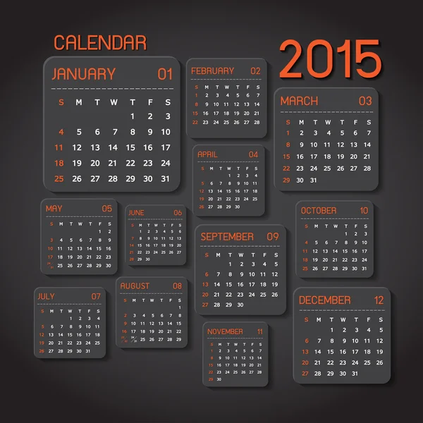 Calendario 2015 — Archivo Imágenes Vectoriales