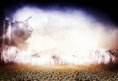 Hayalet kasaba sis içinde