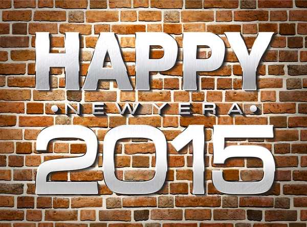 Happy new year 2015 on Brick Wall old Background — Stock Photo, Image