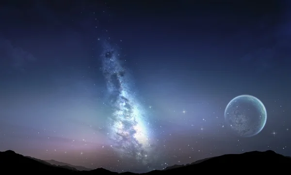 Vintergatan med stjärnor och natthimlen — Stockfoto
