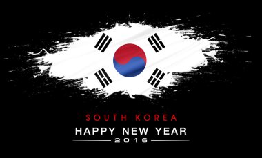 Mutlu yeni yıl ile su sıçramalarına Güney Kore bayrağı arka plan