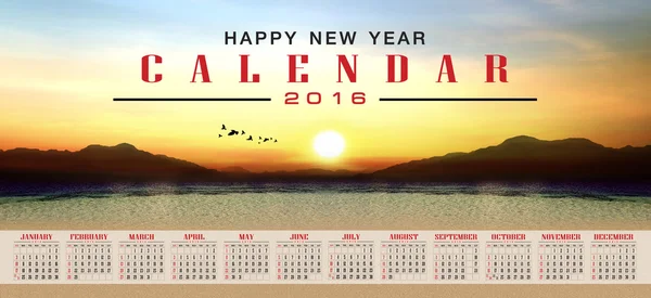 Kalendarz 2016 natura tle zachodu słońca — Zdjęcie stockowe