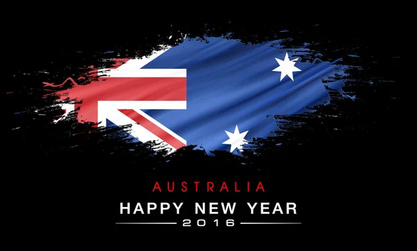 Feliz ano novo com salpicos Austrália Bandeira de fundo — Fotografia de Stock