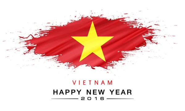 Šťastný nový rok s šplouchání pozadí vlajky Vietnamu — Stock fotografie