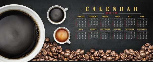 Pozadí kalendář 2016 káva — Stock fotografie