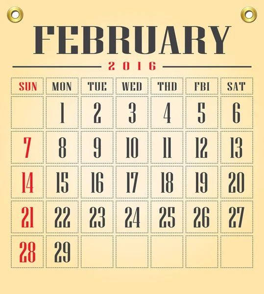 February — Stock Vector