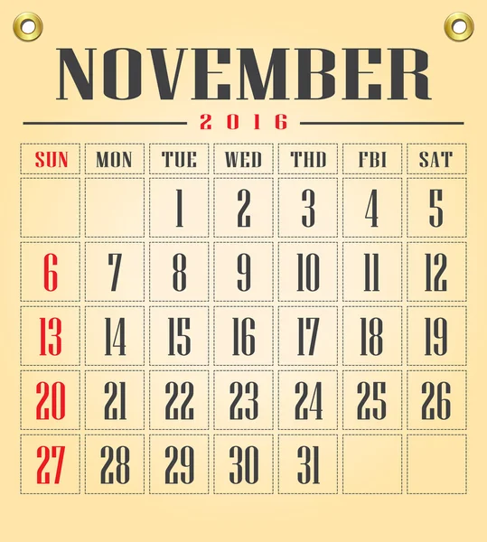 Novembre — Vettoriale Stock