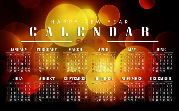 Calendario 2016 con bolla d'aria astratta — Foto Stock