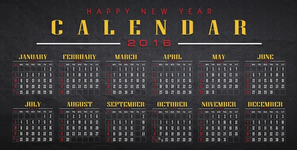 Calendario 2016 — Foto de Stock