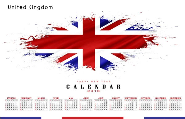 Vereinigtes Königreich (UK) Kalender 2016 — Stockfoto