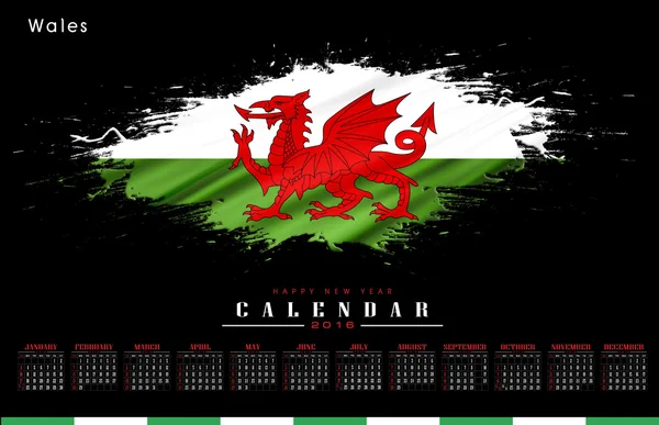 Wales (UK) calendar 2016 — Stock Photo, Image